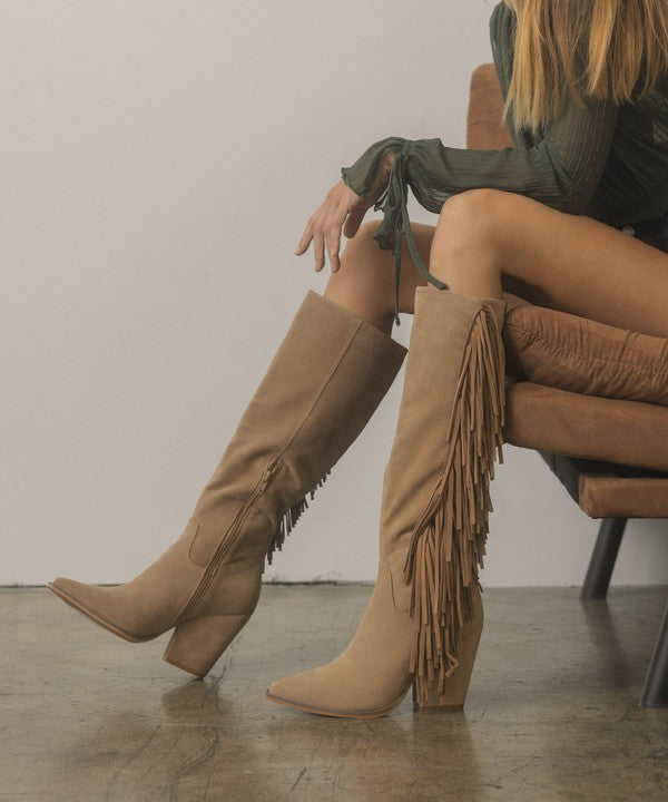 OASIS SOCIETY OUT WEST - Knee High Fringe Boots