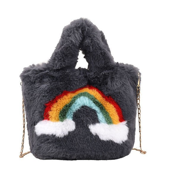 Fuzzy rainbow handbag  DAME BOHEME