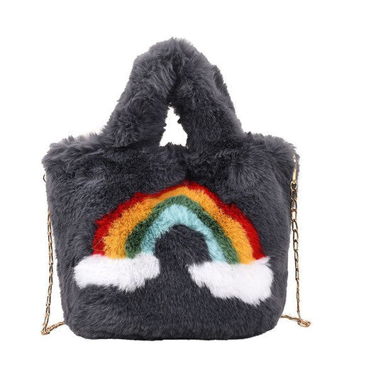 Fuzzy rainbow handbag  DAME BOHEME