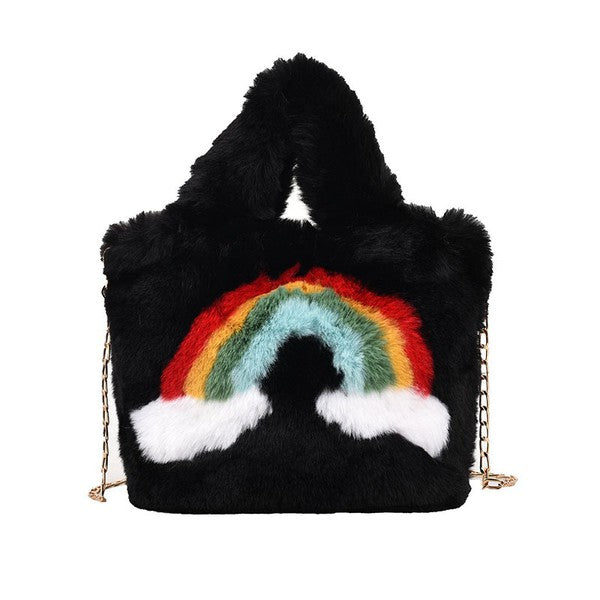 Fuzzy rainbow handbag  DAME BOHEME