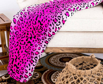 Leopard Pink Soft Plush Bed Throw Flannel Blanket  DAME BOHEME