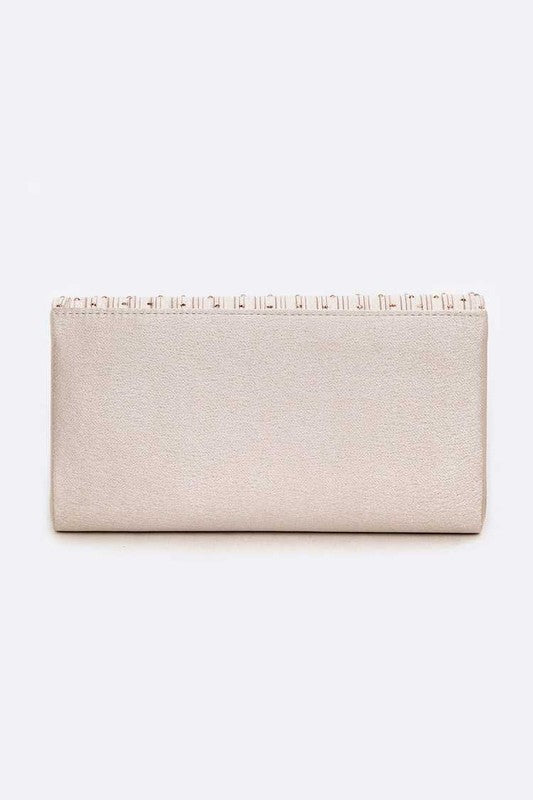 Crystal Pave Pleated Satin Clutch Bag Artini Accessories