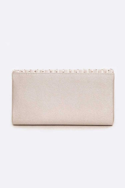 Crystal Pave Pleated Satin Clutch Bag Artini Accessories