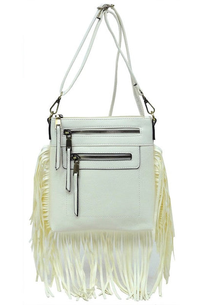 Western Fringe Faux Vegan Leather Crossbody Bag Fashion World