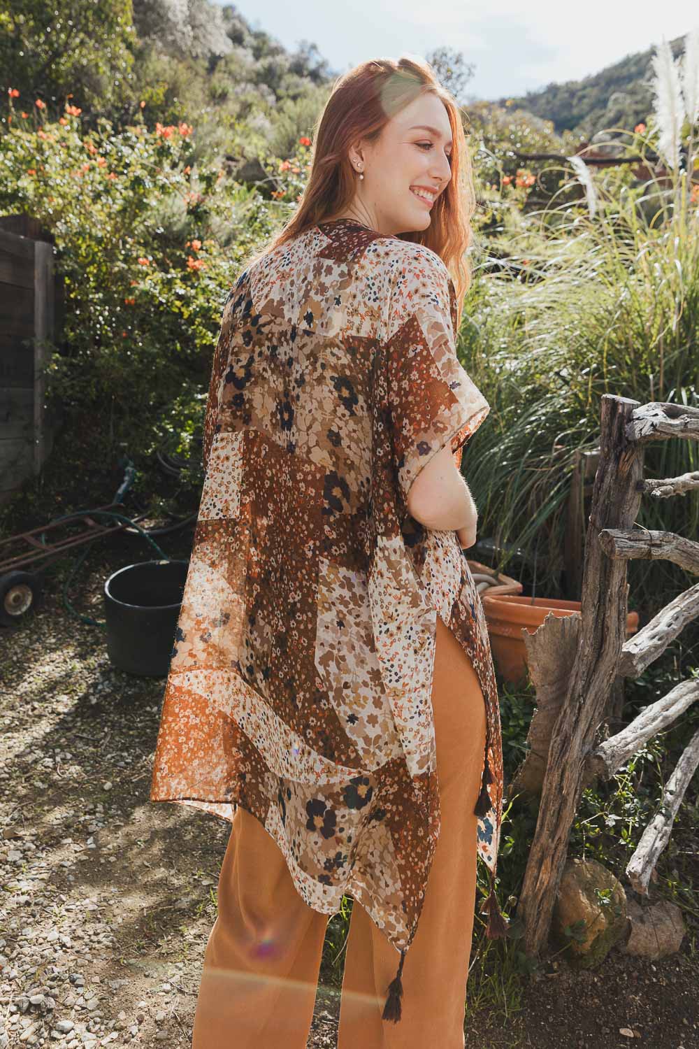 Allover Floral Patchwork Print Kimono Leto Accessories