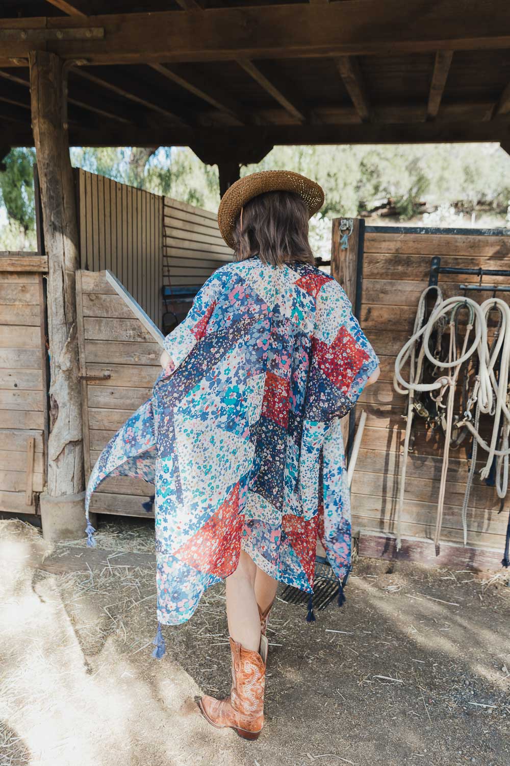 Allover Floral Patchwork Print Kimono Leto Accessories