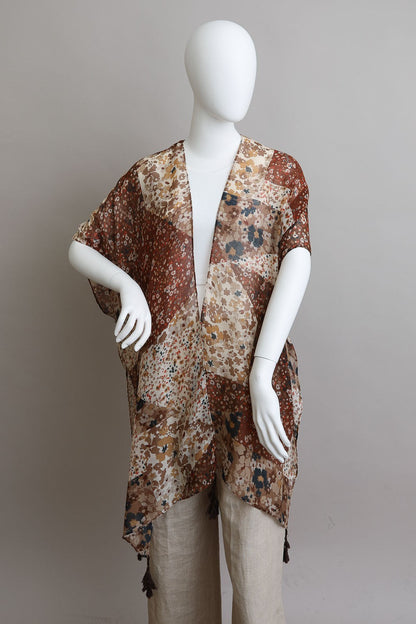 Allover Floral Patchwork Print Kimono Leto Accessories