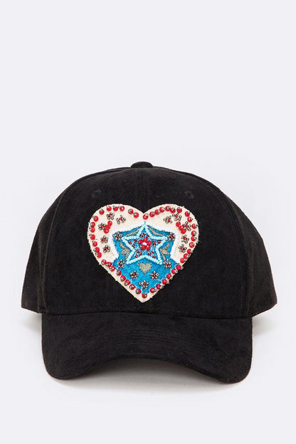 Embroidered Heart Patch Iconic Suede Cap Artini Accessories