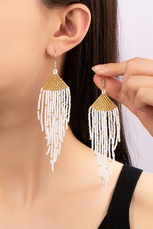 Boho Long Handwoven Seed Bead Eagle Earrings LA3accessories