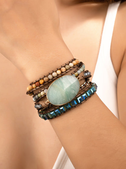34-inch Long Natural Stone Wrap Around Boho Bracelet LA3accessories
