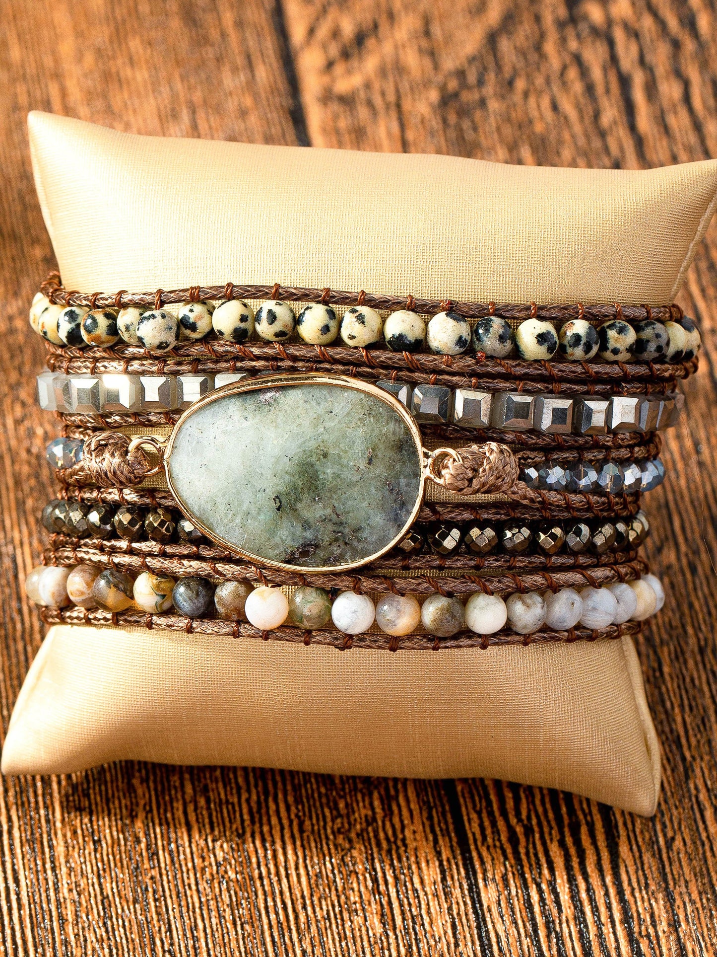 34-inch Long Natural Stone Wrap Around Boho Bracelet LA3accessories