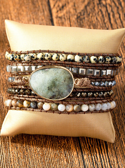 34-inch Long Natural Stone Wrap Around Boho Bracelet LA3accessories