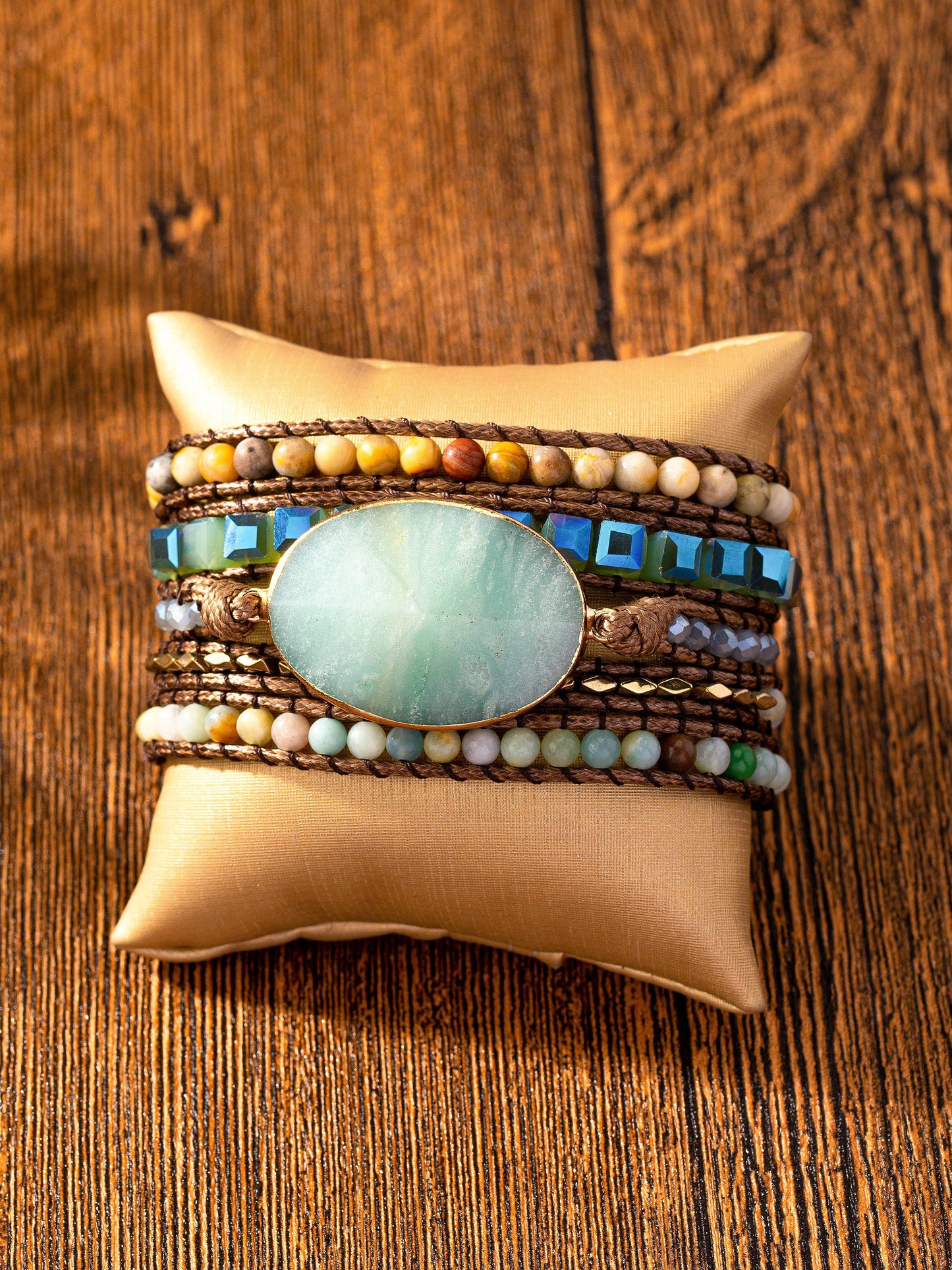 34-inch Long Natural Stone Wrap Around Boho Bracelet LA3accessories