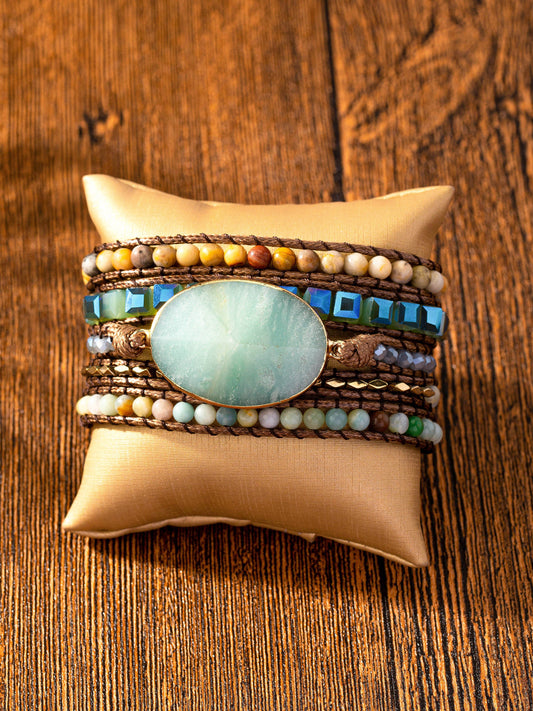 34-inch Long Natural Stone Wrap Around Boho Bracelet LA3accessories