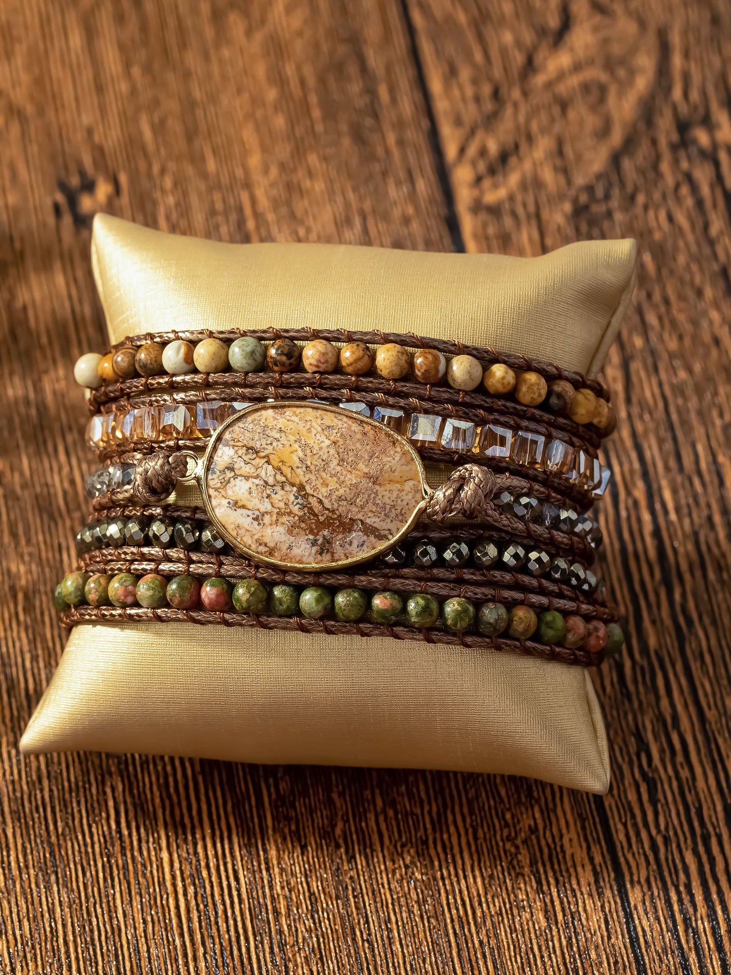 34-inch Long Natural Stone Wrap Around Boho Bracelet LA3accessories