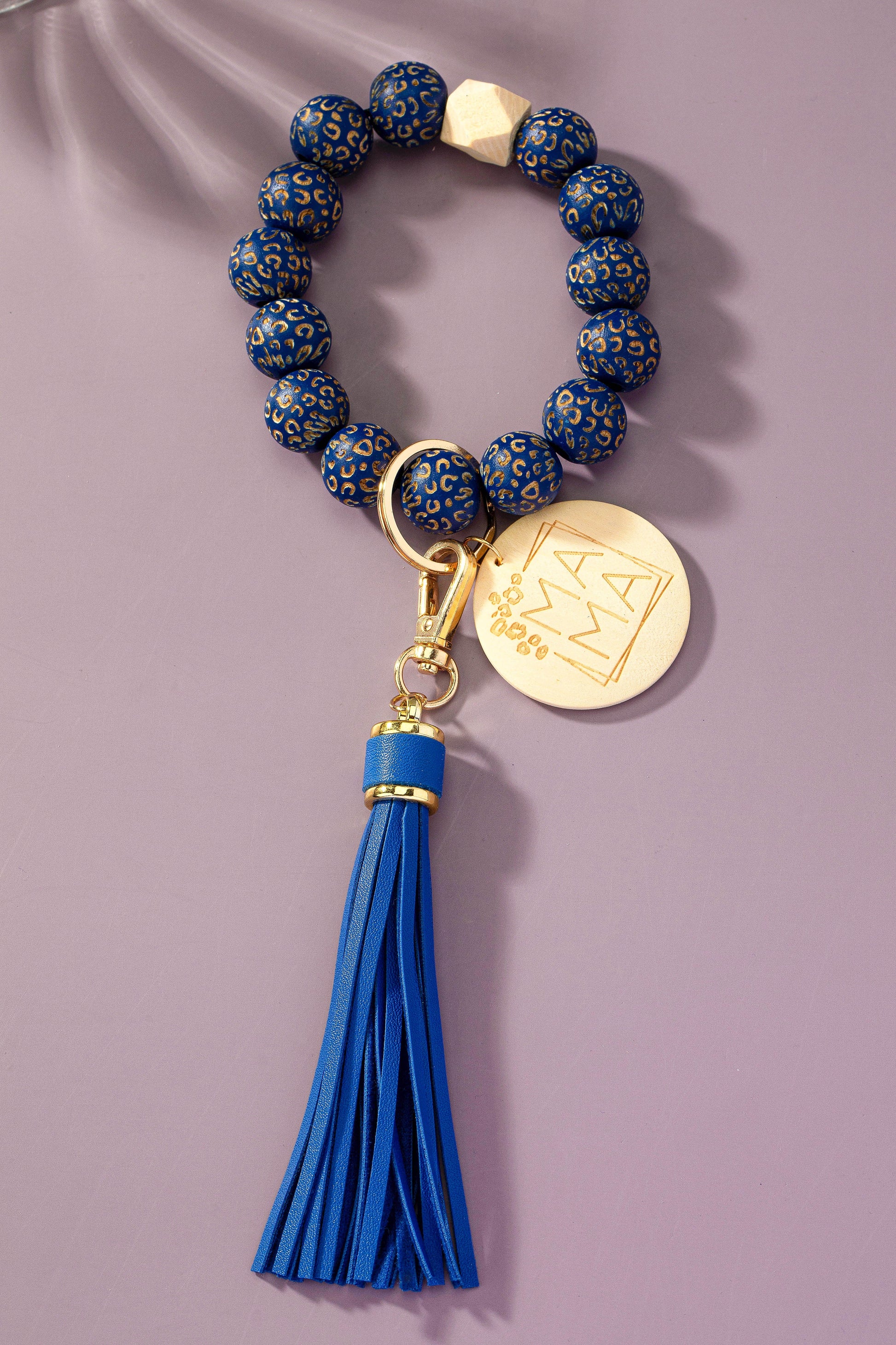 Mama Charm and Tassel Etched Wood Beaded Key Chain LA3accessories