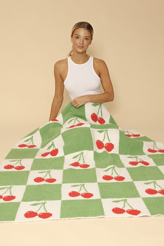 Double Sided Plush Bed Throw Novelty Cherry Blanket Miss Sparkling
