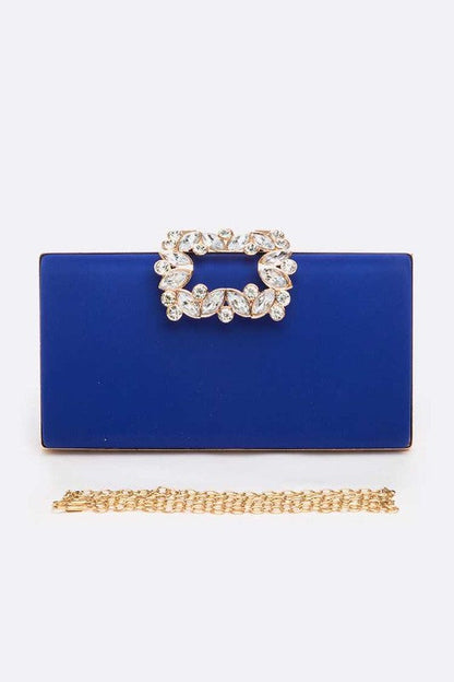 Crystal Buckle Metallic Box Clutch Artini Accessories