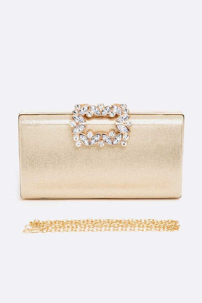 Crystal Buckle Metallic Box Clutch Artini Accessories