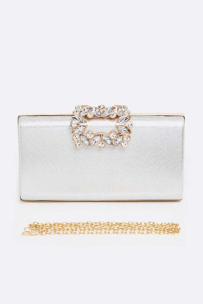 Crystal Buckle Metallic Box Clutch Artini Accessories