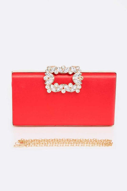 Crystal Buckle Metallic Box Clutch Artini Accessories