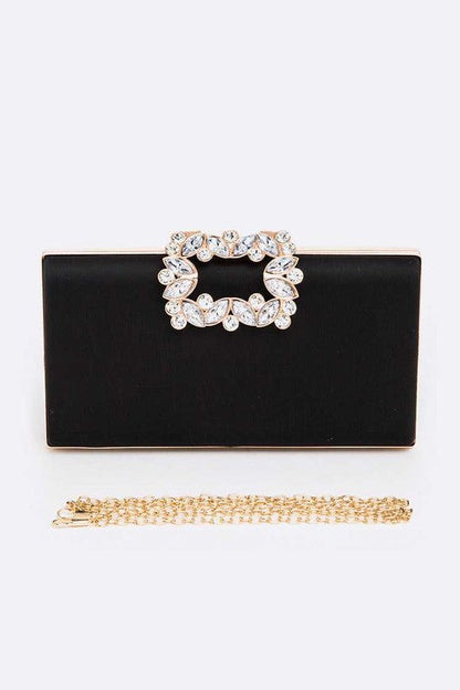 Crystal Buckle Metallic Box Clutch Artini Accessories