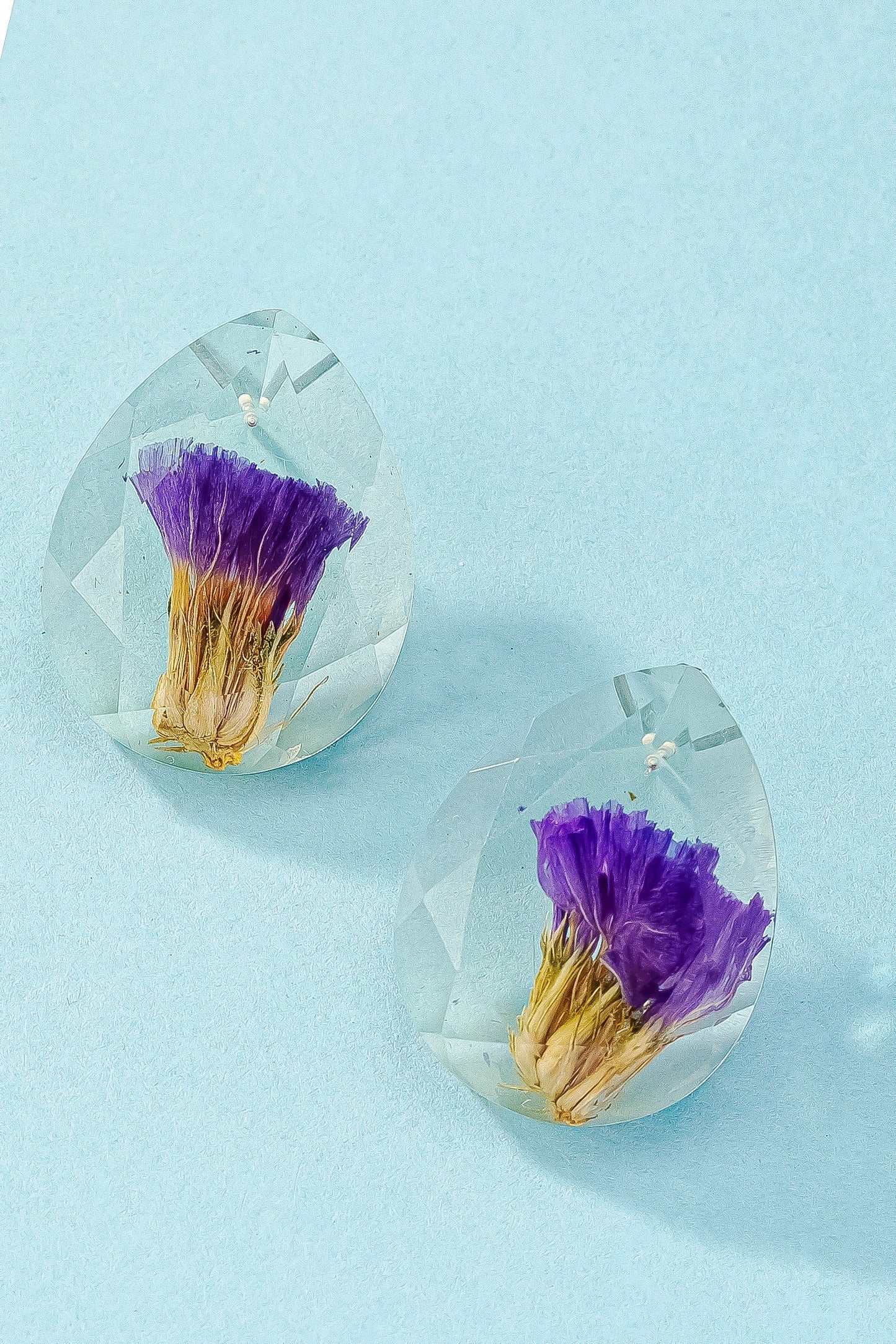 Dried Flowers Faceted Resin Teardrop Stud Earrings LA3accessories