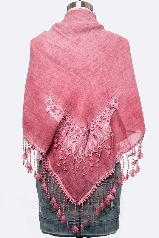 Fringe Laced Viscose Shawl Scarf LA Jewelry Plaza