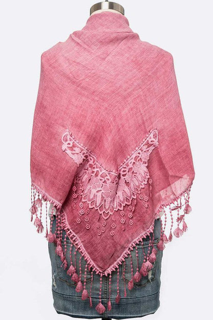 Fringe Laced Viscose Shawl Scarf LA Jewelry Plaza