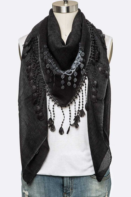 Fringe Laced Viscose Shawl Scarf LA Jewelry Plaza