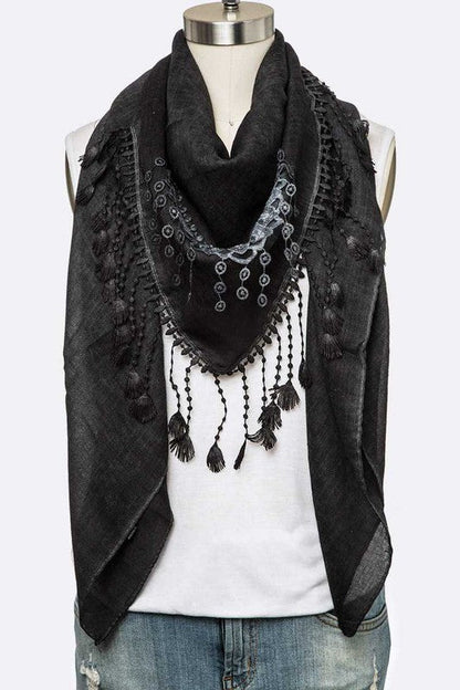 Fringe Laced Viscose Shawl Scarf LA Jewelry Plaza