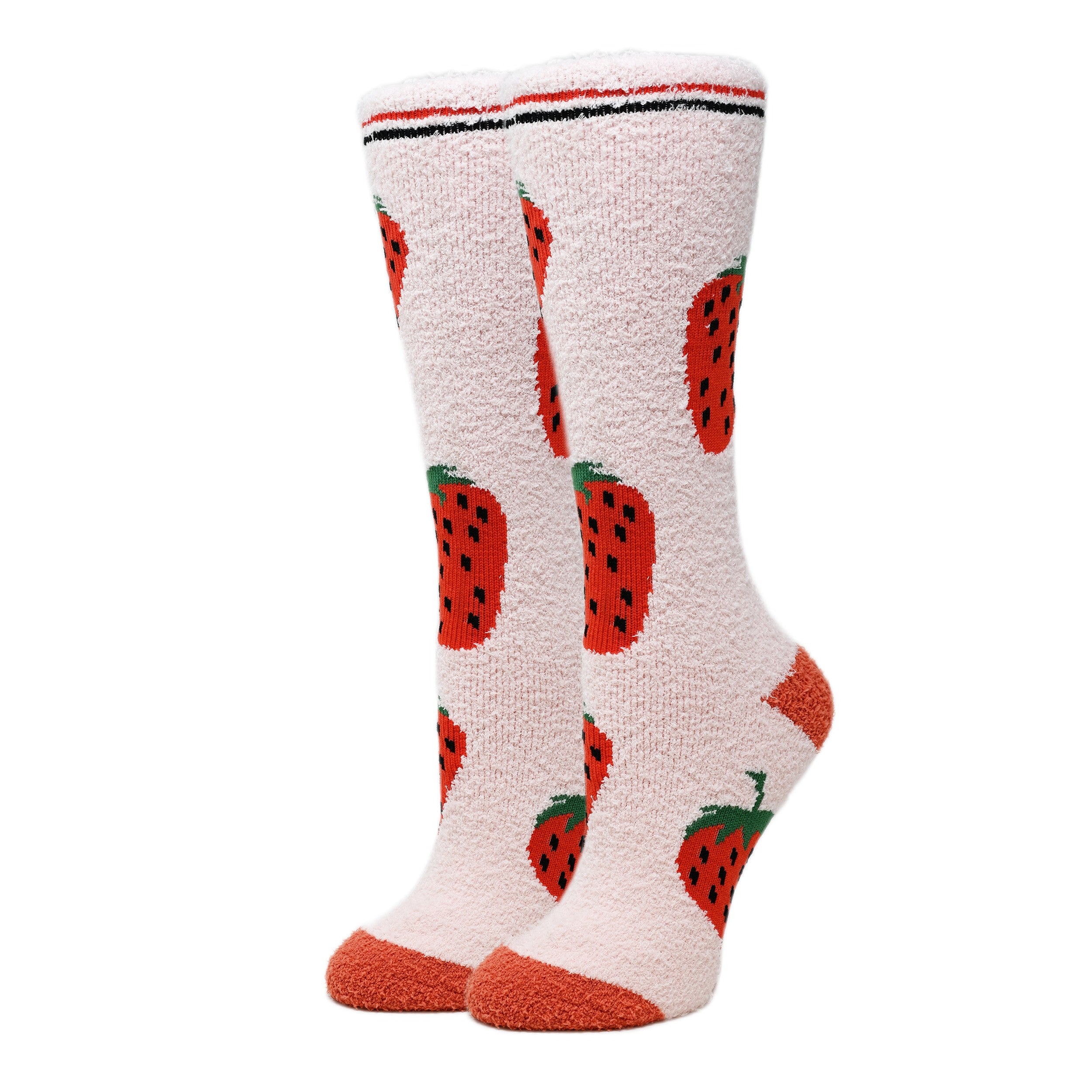 Knee-High Strawberry Women's Fuzzy Crew Socks