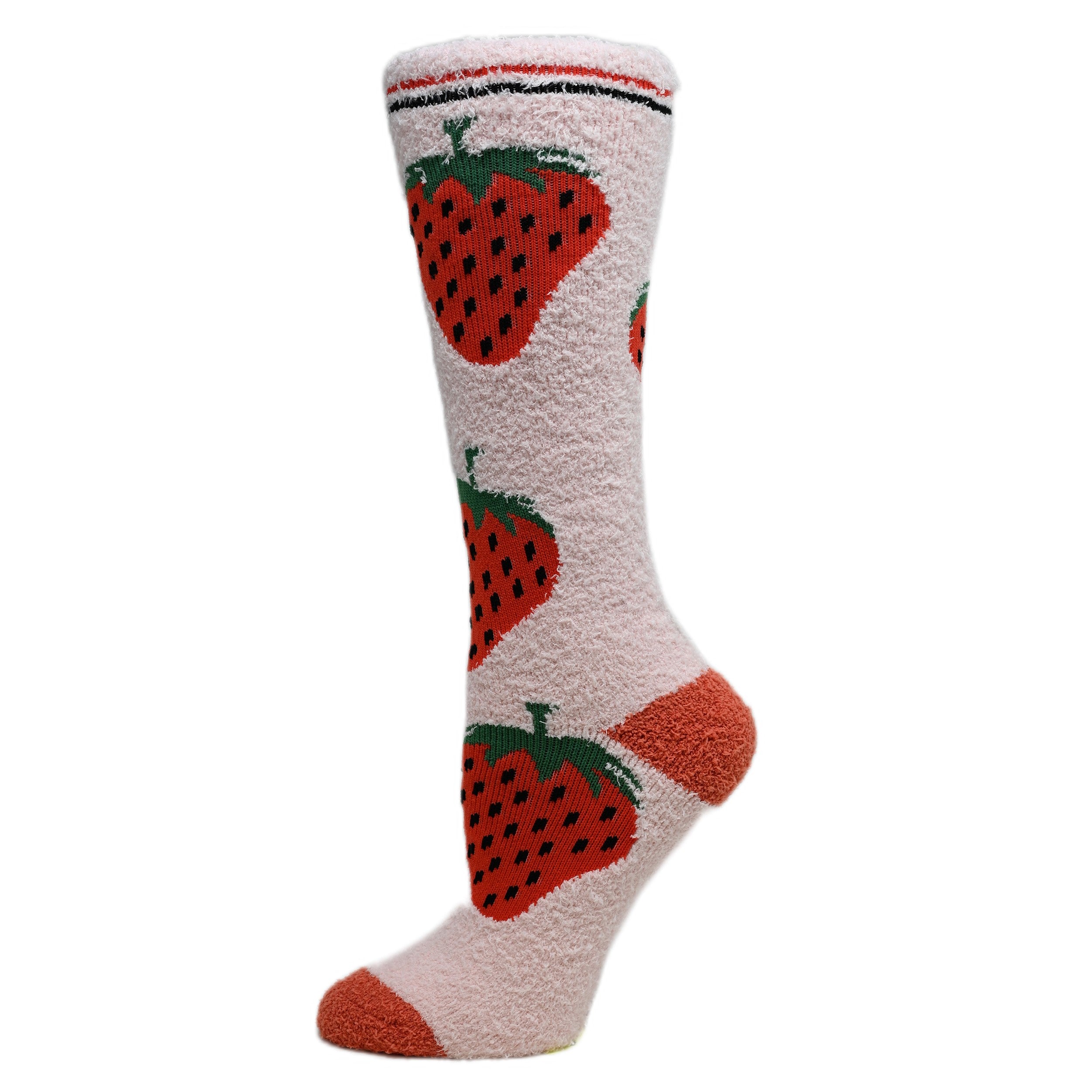 Knee-High Strawberry Women's Fuzzy Crew Socks