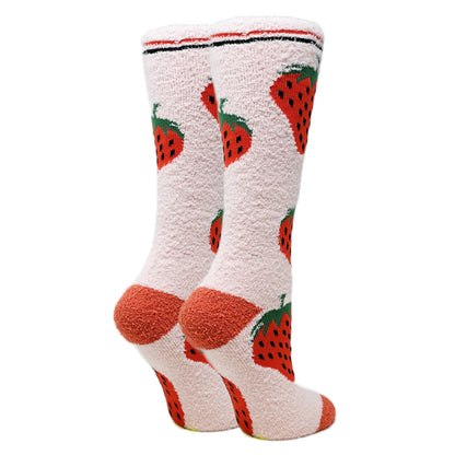 Knee-High Strawberry Women's Fuzzy Crew Socks Oooh Yeah Socks
