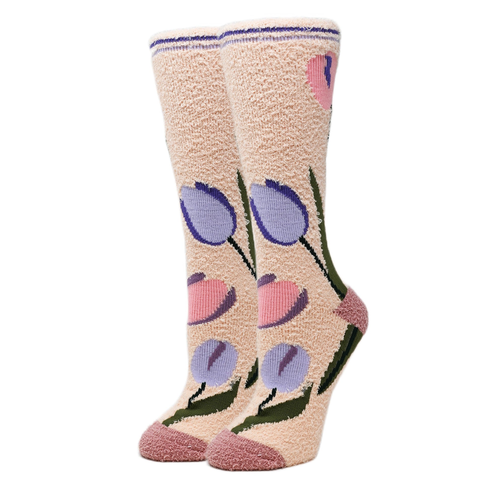 Julia - Tulips Women's Fuzzy Crew Socks Oooh Yeah Socks