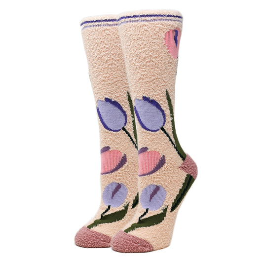 Julia - Tulips Women's Fuzzy Crew Socks Oooh Yeah Socks