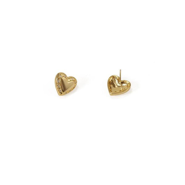 Vintage Heart Zircon Earrings 18K Gold Plated