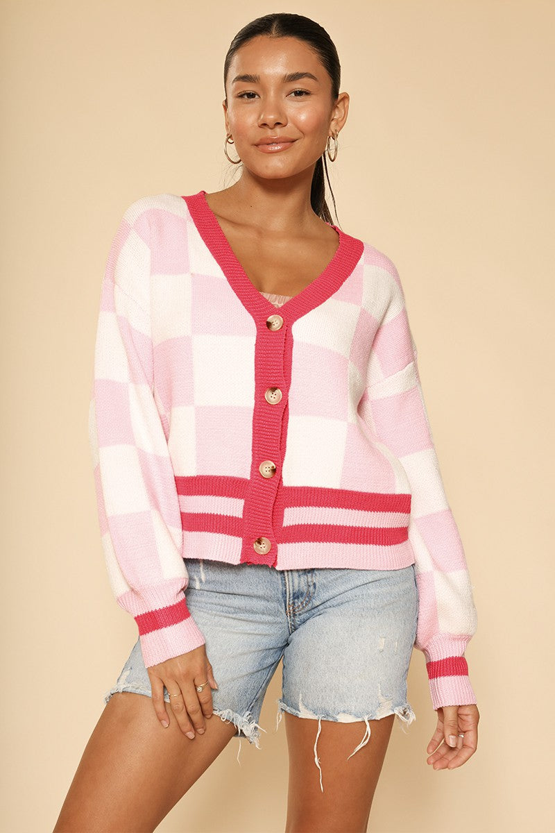 Checkered knit cardigan  DAME BOHEME