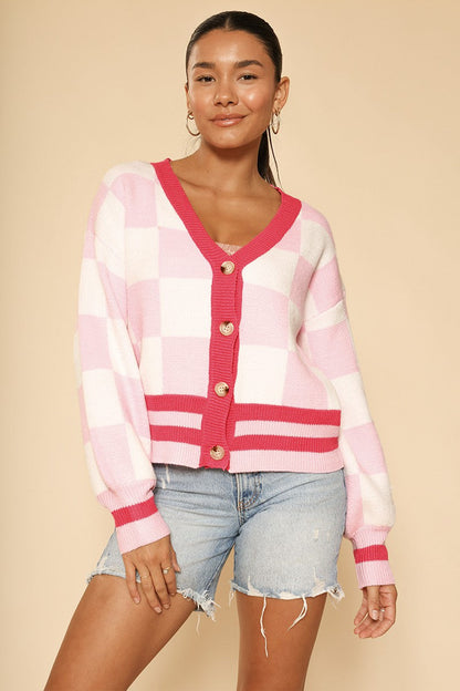 Checkered knit cardigan  DAME BOHEME