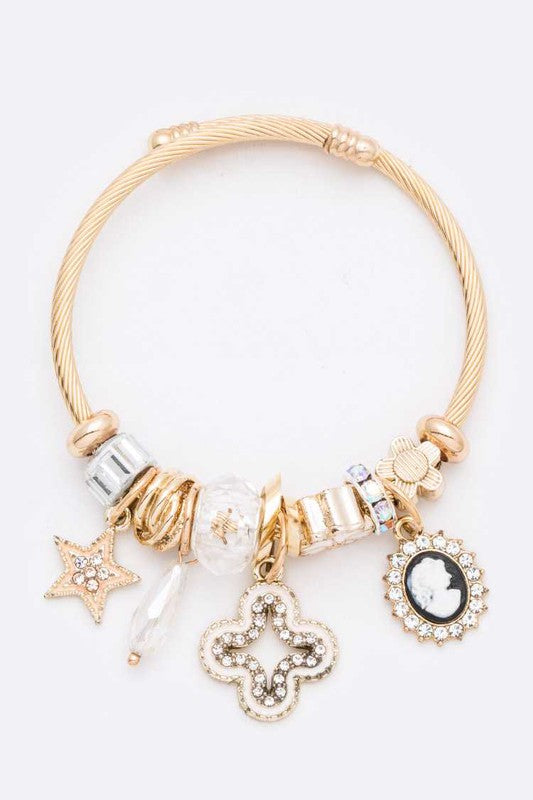 Crystal Mix Charm Crystal Cameo Heirloom Bracelet LA Jewelry Plaza