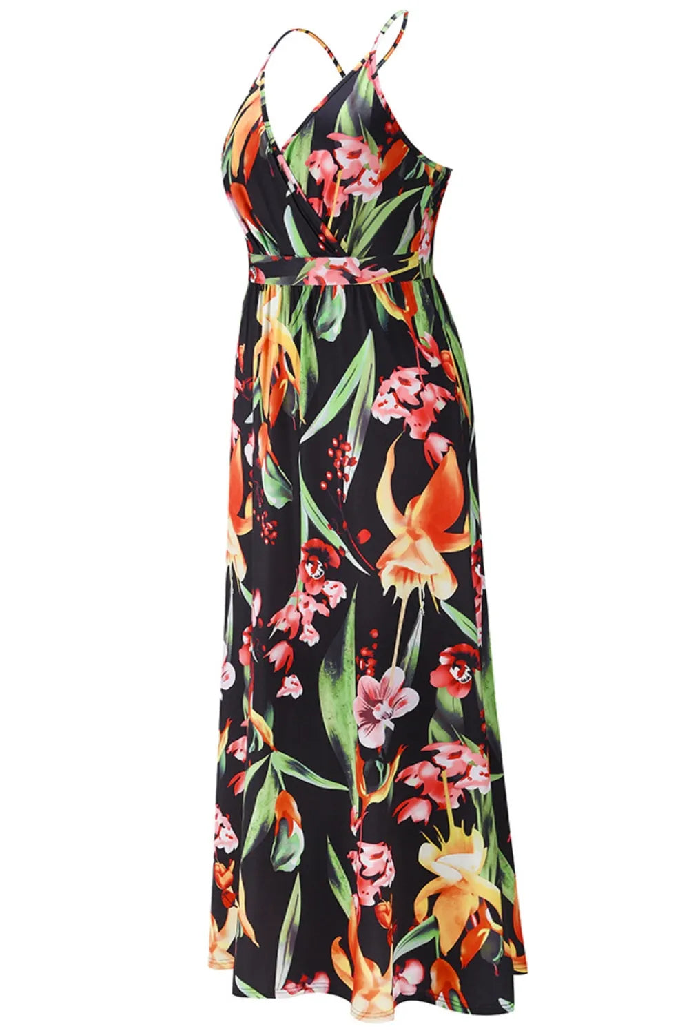 Crisscross Printed Surplice Cami Maxi Dress Trendsi