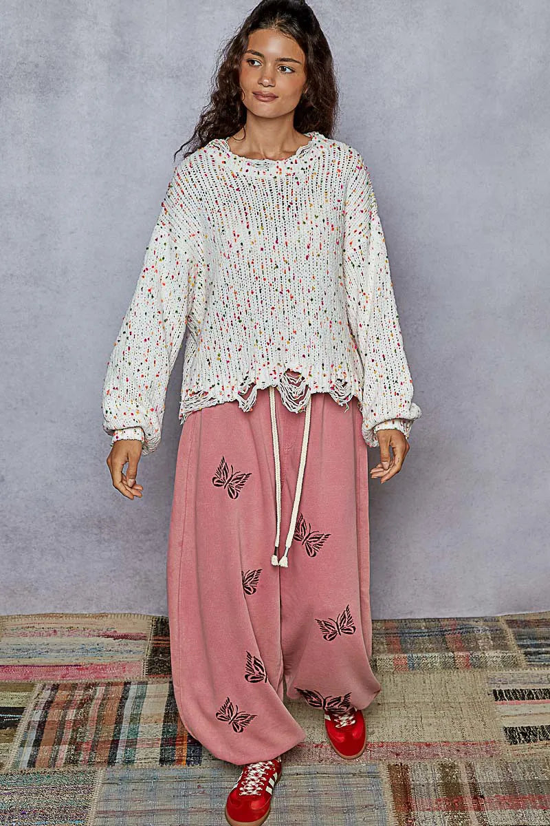 POL Round Neck Fringed Hem Sweater  DAME BOHEME