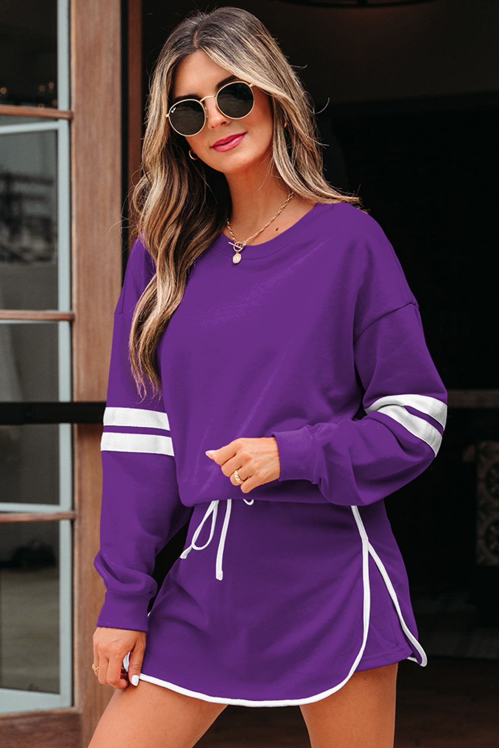 Sophia Varsity Sportwear Casual 2 Piece Skirt Outfit Set  DAME BOHEME
