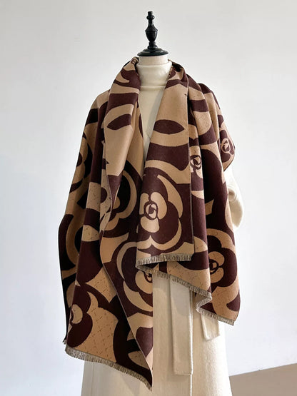 Floral Patterned Warm Scarf  DAME BOHEME
