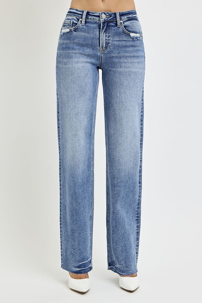 RISEN Full Size High Rise Straight Leg Jeans with Pockets Trendsi