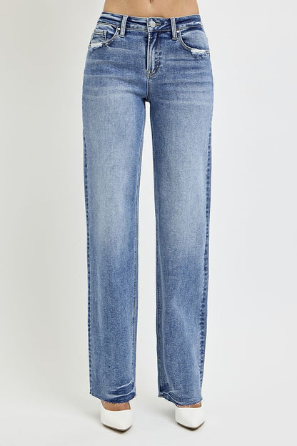 RISEN Full Size High Rise Straight Leg Jeans with Pockets Trendsi