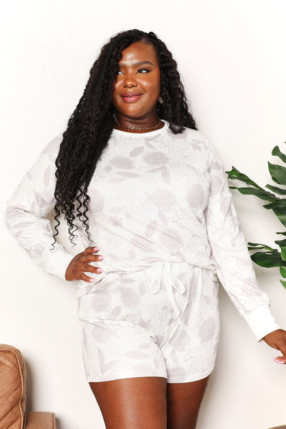 Double Take Floral Top and Shorts Loungewear Set Trendsi