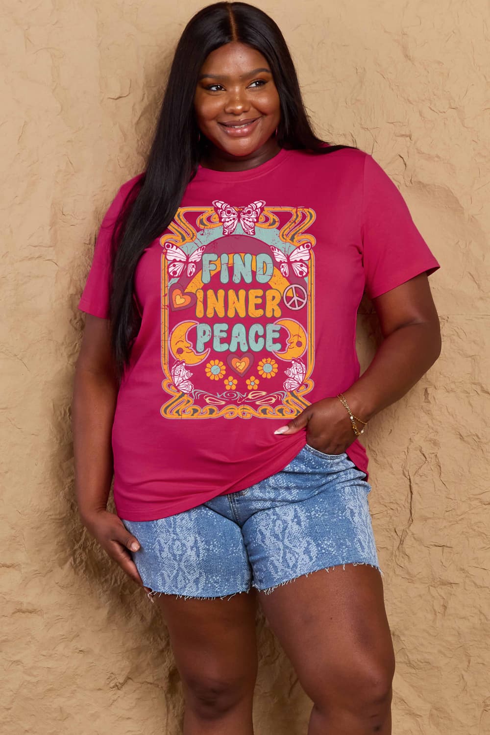 Simply Love Full Size FIND INNER PEACE Graphic Cotton T-Shirt  DAME BOHEME