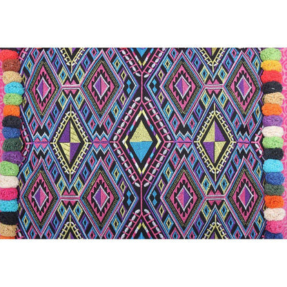 Batik Printed Embroidery Fabric Geometric Cushion - Thailand  DAME BOHEME