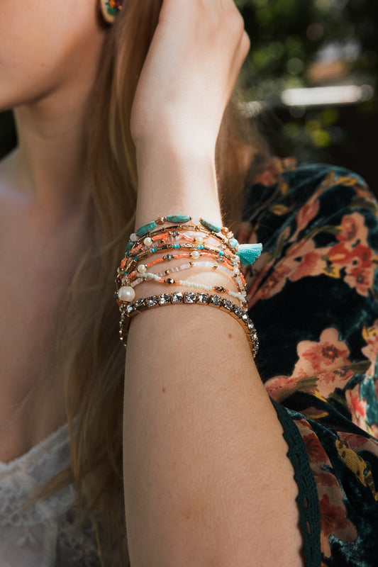 Sweet Pastel Studded Beads Layered Bracelet Set Leto Accessories